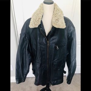 Black Leather Bomber Jacket